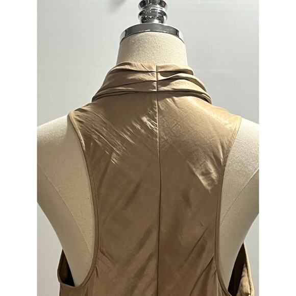 Helmut Lang Champagne Silk Draped Cowl V Neck Sleeveless Racerback Top sz Lg - Picture 8 of 9